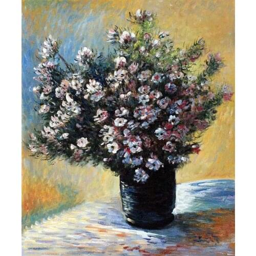 Hand Painted Canvas Painting, Vase of Flowers by Claude Monet, Wall Art Pictures, Monet Still Life Painting, Flower Arts