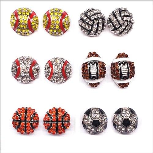 Post Earring Studs Sofball Baseball Skating Rhinestone Crystal Bling Girls
