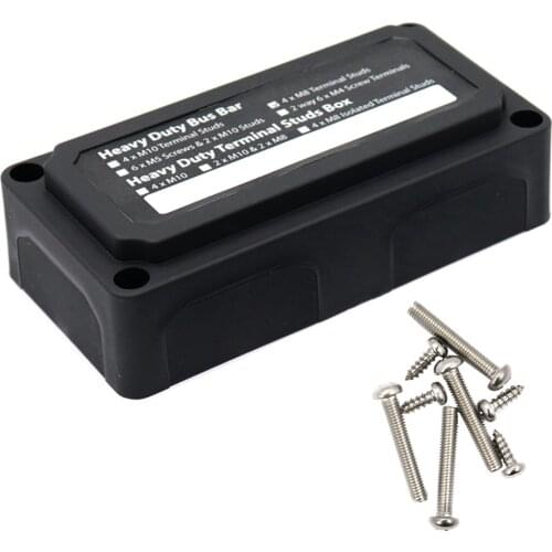 Power Distribution Block Heavy Duty Bus Bar Box with 3/8in M10*4 Terminal Studs 48V 300A Post Battery Junction Block