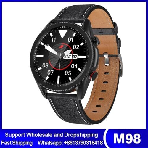 M98 New Smartwatch 1.28inch Bluetooth Call Music Player Heart Rate Blood Pressure Monitoring High-End Business Style Smart Watch