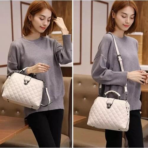 Fashion New Retro PU Leather Women Doctor Bag 2021 Mobile Messenger Shoulder Clutch Large Capacity Ladies Scrub Leather Handbag