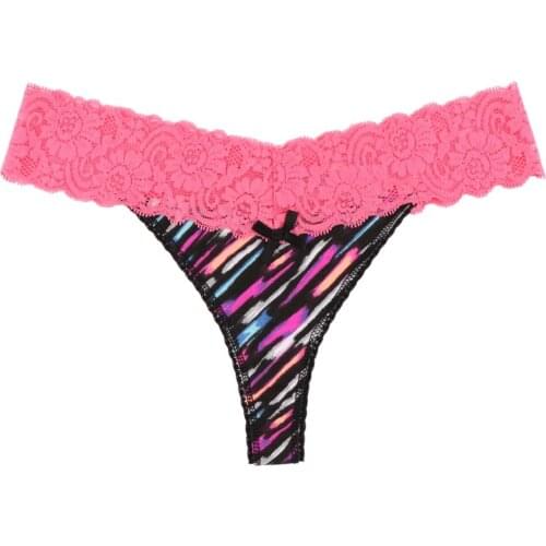 US Size 5 Colors Plus Size Panties Underwear Women Seamless String VS Panty Sexy G String Thong Lace T-back Lingerie