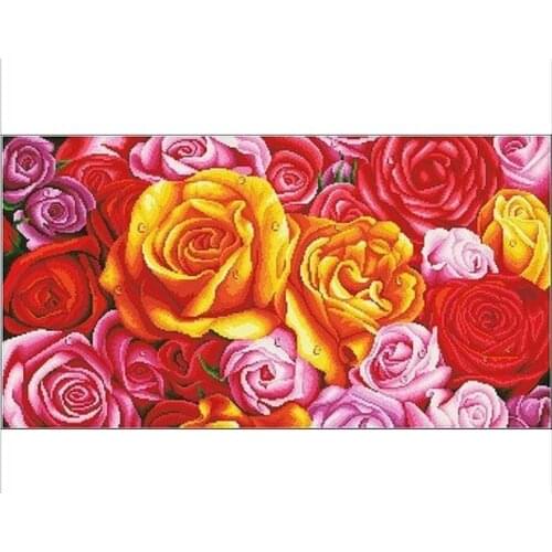 Embroidery Package Hot Sell Best Quality Cross Stitch Kits Colourful Bright Flower Rose Free Shipping Hot Sell
