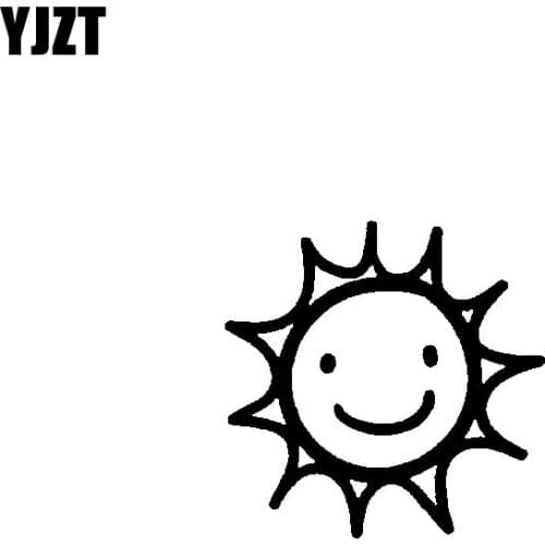 YJZT 15CM*14.9CM Minimalist Nifty Original Smile Sun Caricature Vinyl Decal Nice Car Sticker Black/Silver C19-1620