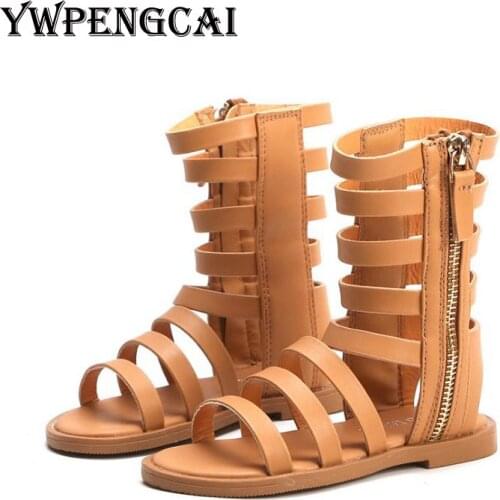 YWPENGCAI 2020 Summer Kids Gladiator Sandals For Girl Size 21-37 Toddler High Sandals Fashion Open Toe Cut-outs Girls Sandals
