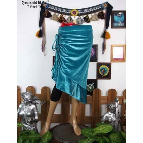 Bellydance Costume Tribal Fusion Velvet Skirt with Open Slit SRA14