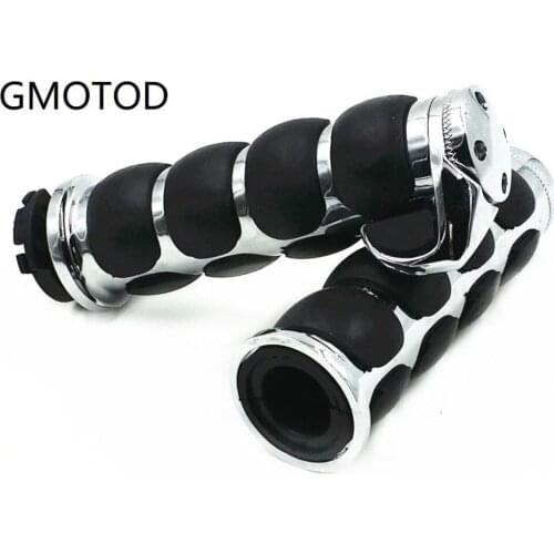 1" Handlebar Hand Grips w/Throttle Boss 25mm Motorcycle Grips Chrome