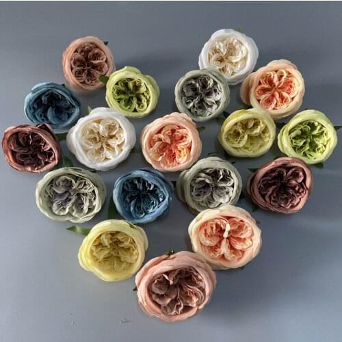 1Pcs Artificial Flower Rose Austin Rose Head Artificial Fake Flower Silk Flower Rose Decoration Material DIY Flower Wall