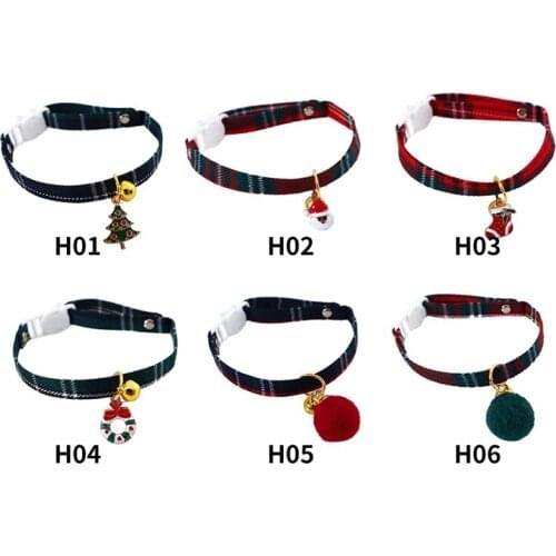 1PCS Christmas Dog Collar & Bell Fabric Female Male Puppy Pet Bow Tie Adjustable