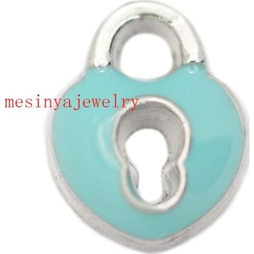 10pcs enamel lock floating charms for glass locket, FC-342. Min amount $15 per order mixed items
