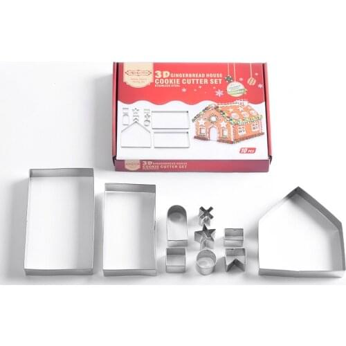 10 pcs Stainless Steel Mold Christmas Kitchenware 3D Cookie Cutter DIY Baking Decor Pastry Modelling Tools