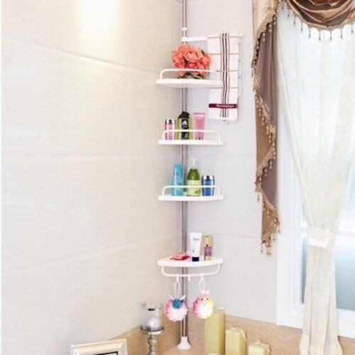 4 Layers Bathroom Stand Rack Telescopic Caddy Organiser Adjustable Kitchen Wall Corner Storage Rack Floor Type Corner Shelf