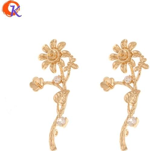 Cordial Design 40Pcs 21*47MM DIY Jewelry Making/Earring Findings/Hand Made/Flower Shape/Connectors/CZ Charms/Jewelry Accessories