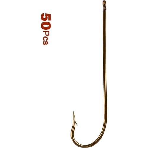 50pcs 12#-6/O# Saltwater Fresh Water Long Shank Barbed High Carbon Steel Fishhook Carp Jig Fishing Accessories Hook Fly Fish hoo