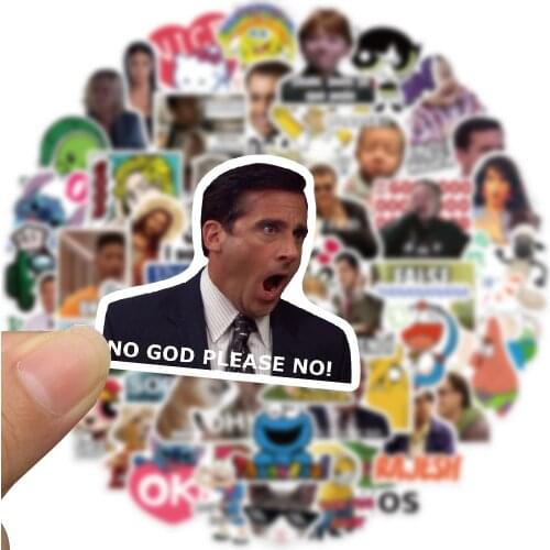 50 PCS Super Funny Meme Emoticon Hot Stickers Luggage Skateboard Laptop Phone Bicycle Cute DIY Graffiti Girl Gradient Decal