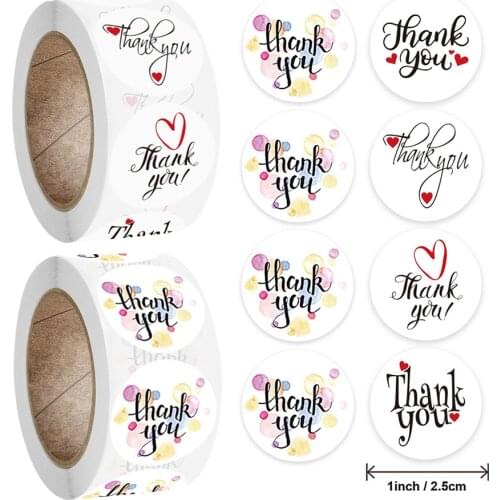 500pcs 2.5cm Creative Round Thank You Stickers Gift Label Christmas Decorations Stationery Sticker