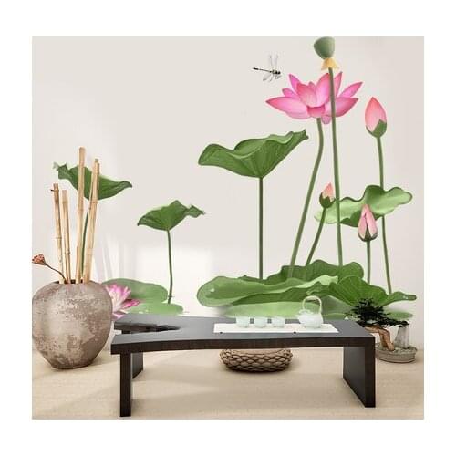 79*97cm 3D Lotus Wallpaper Living Room Home Decoration Wall Sticker DIY Flower Bedroom Adhesive Poster Mural