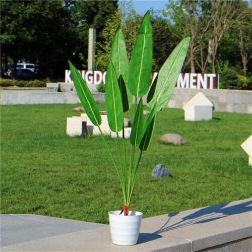 80CM 7Forks Large Artificial Tropical Tree Fake Plastic Plant Branch Big Green Palm Tree Monstera Foliage for Autumn Home Decor