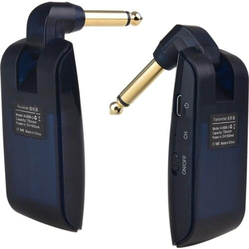 Wirelessly Guitar System Rechargeable Guitar Transmitter Receiver Set 270° Rotatable Plug & Play Pick Up for Electric Guitar
