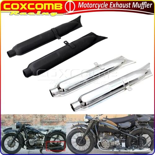 For BMW K750 M1 M72 R71 R12 CJ Dnepr MT12 Cafe Racer Motorcycle 750cc Retro Fish Tail Exhaust Mufflers Silencer Pipes