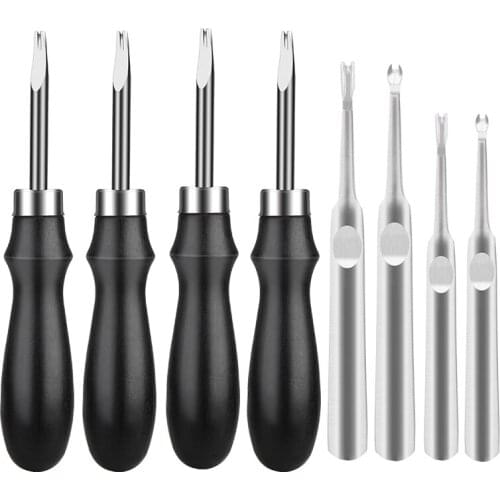 LMDZ 8 PCS Leather Edge Beveler Skiving Tool Beveling Knife Cutting U+V Shaped Leather Edge Skiving Tool for Leather Working