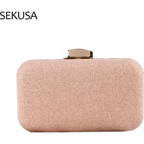 Women Evening Clutch Bag Sequin Clutch Female Crystal Day Clutch Wedding Purse Party Banquet Black/Gold Silver