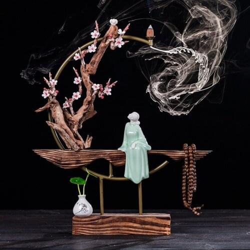 New Chinese style Zen garden backflow incense burner sandalwood Desktop furnishing articles Creative design Landscape plants