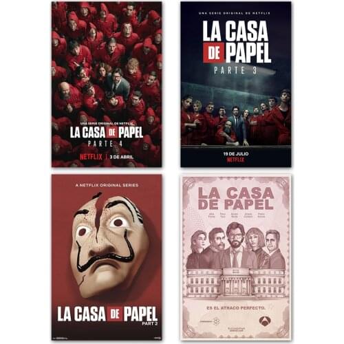 La casa de papel Poster Prints Movie TV Show Season Money Heist Wall Art Picture Decor The House of Paper Canvas Posters