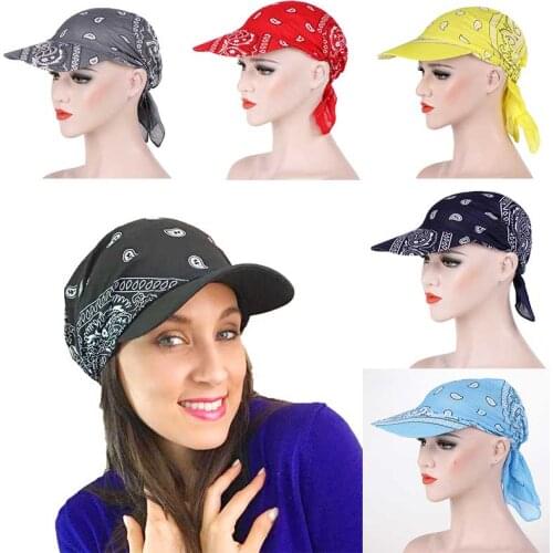 Summer Bandana Turban Square Scarf Hat Boho Floral Tie Knot Back Cotton Baseball Cap Adjustable Women Headscarf Sun Visor Hat
