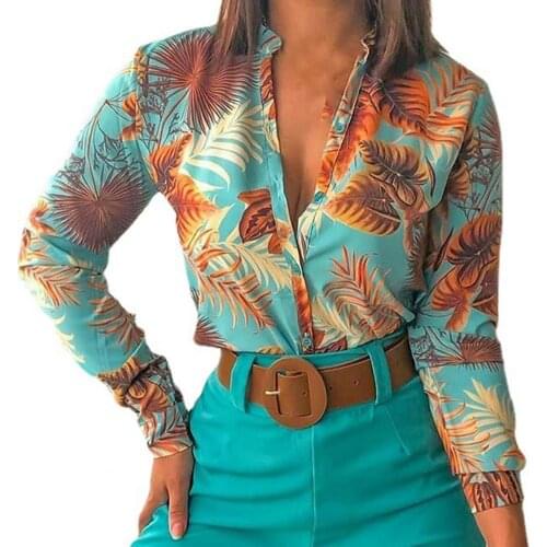 Summer Women Shirt Hawaiis Retro Casual Breathable Long Sleeves Buttons Printed Shirt Travel Blouses