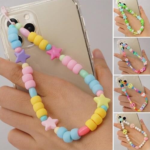 Mobile Phone Strap Lanyard Colorful Charm Crystal Beads Rope for Cell Phone Case Hanging Cord String Wristband for Women