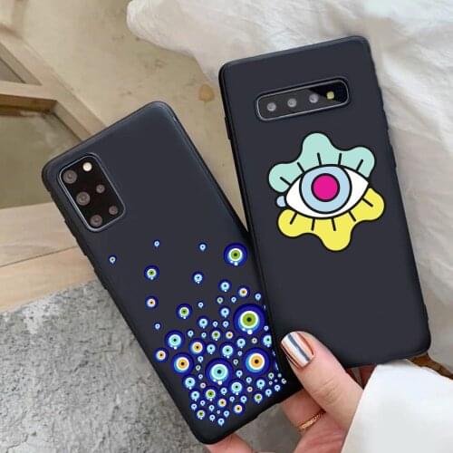 Fashion Eye Blue Evil Eye Print black TPU Soft Silicone Phone Case For Samsung S9 S10PLUS S10Lite S20 S21PLUS Note20 Note20Ultra