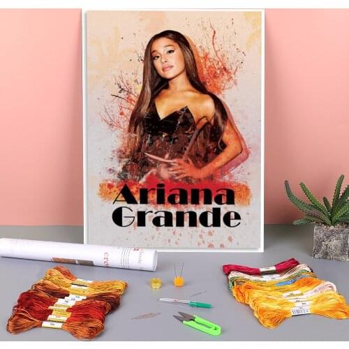 Ariana Grande Pre-Printed 11CT Cross-Stitch DIY Embroidery Complete Kit DMC Threads Knitting Painting Needlework Floss