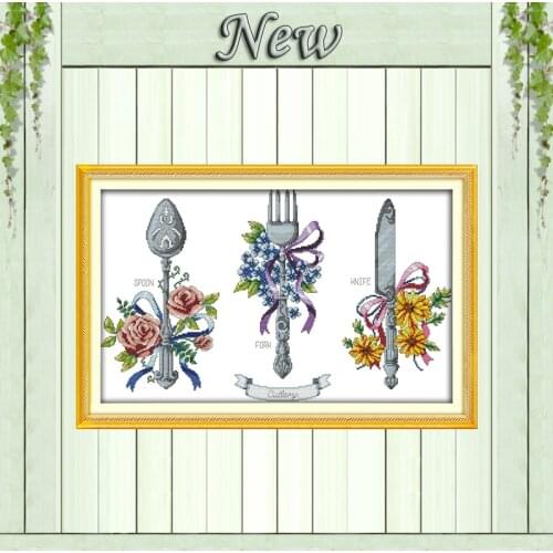 Tableware flower decor Painting 11CT Counted printed on Canvas DMC 14CT chinese Cross Stitch diy Embroidery kits Needlework Sets