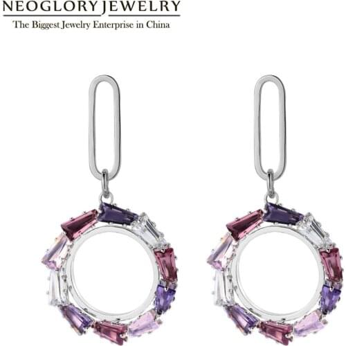 Neoglory 2020 Charm Colorful Circular Hollow Pendant Dangle Female Earrings For Women 2020 Statement With High Quality Gift
