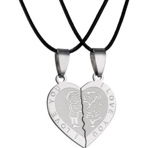 Men Women Couple Necklace I Love You Heart loving stainless steel Pendant Necklaces Valentines Day necklace Jewelry gift