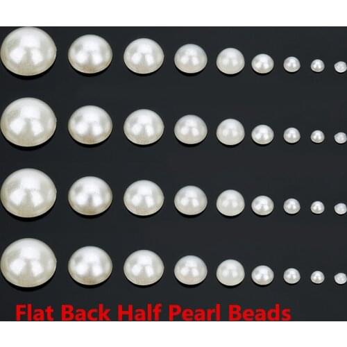 LINSOIR 200pcs/lot Flat Back Half Pearl Beads 2/3/4/5/6/7/8/10mm Domed Cabochon Beads DIY Jewelry Making Material F1541
