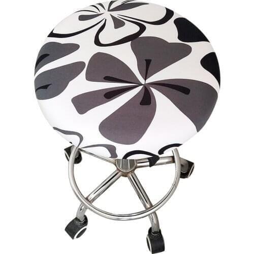 Durable Elastic Round Chair Cover Spandex Floral Printed Seat Cover Round Bar Stool Cover Office Kitchen Seat Chair Covers