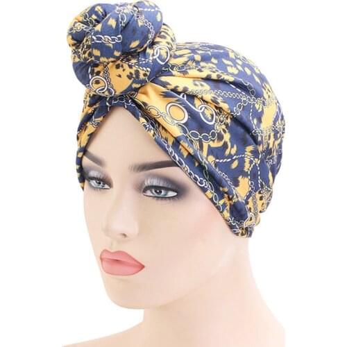 Helisopus New Top Knotted Print Turban Chemo Cancer Cap Headwrap Bandana Indian Hat Retro Fashion Hat Party Headwear Hair Scarf