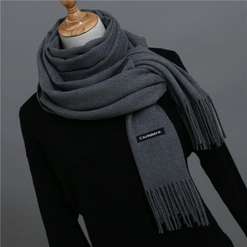 2019 Hot Sale Men Cashmere Scarf Unisex Thick Warm Winter Scarves Black and Gray Gentlemans Bussiness Scarves foulard femme