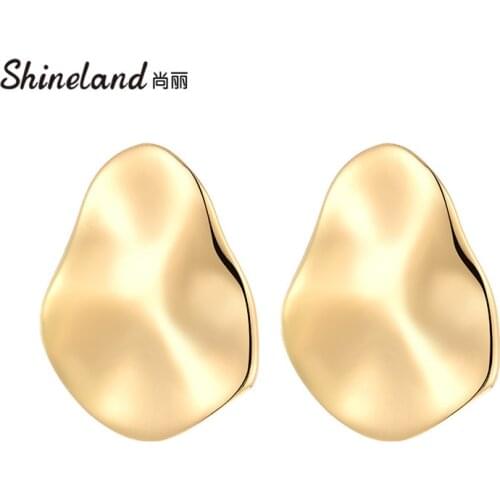 Shineland 2020 bijoux Trendy Stud Earrings For Women New Fashion Brincos Statement Irregular Metal Geometric Punk Jewelry
