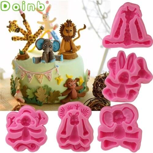 Animals Silicone Mold Baby Birthday Party Fondant Cake Decorating Tools Chocolate Gumpaste Clay Candy Moulds