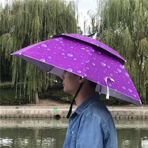 Outdoor head-mounted foldable fishing cycling hiking hiking camping beach shade portable umbrella hat