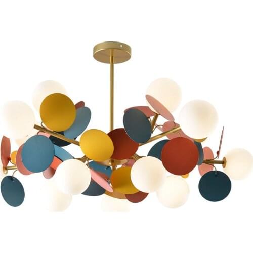 Modern Macron Chandelier Lighting Living Room Kids Room Bedroom Nordic Children Room Lustre Hanging Lamp Home Deco Light Fixture
