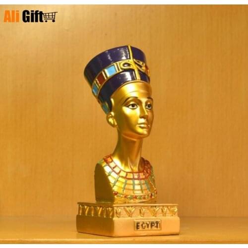 Cleopatra Head Portrait Figurine Resin Arts Crafts Egypt Home Decor Miniature Ornaments