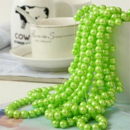Loose 3mm-10mm Lt Green Color Fake Pearl DIY Hand Craft Round Glass Imitation Pearl Beads Clothing&Garment Nail Art Decoration