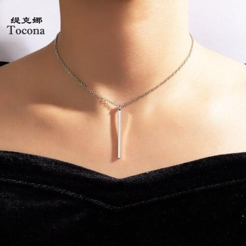 Tocona Simple Style Geometric Pendant Necklace for Women Silver Color Alloy Metal Chain Wedding Jewelry Accessories 17896