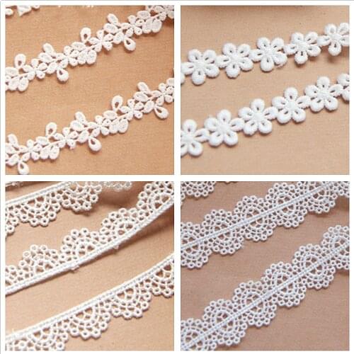 5 Yards Polyester Embroidered Lace 3d Flower Guipure Lace Embroidery Appliqued Sewing Trims White and Black