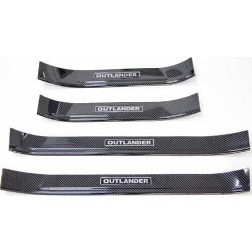 Carbon Fiber Look Door Sill Scuff Plate Guard Sills Protector Trim For Mitsubishi Outlander 2015-2019