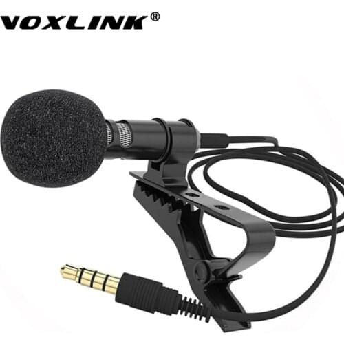 VOXLINK 3.5 mm Microphone Clip Tie Collar for Mobile Phone Speaking in Lecture 1.5m/3m Bracket Clip Vocal Audio Lapel Microphone